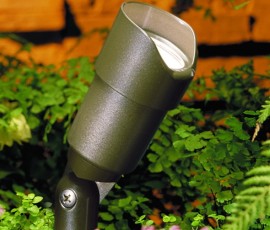 lighting fixture in flower bed