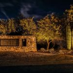 North Star Outdoor Lighting in Scottsdale Arizona showing outdoor lighting on desert landscape and community mailboxes